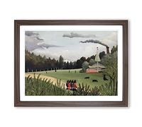 Landscape And Four Young Girls By Henri Rousseau Classic Painting Framed Print | A4 Walnut Framed Wall Art | Ready to Hang | Classic Historical Picture | Living Room Bedroom Lounge Office