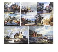 Landscape and seascape art greeting card pack. 8 assorted greeting cards by Norman Thelwell