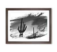 Landscape Arizona Sunrise Cactus Vol.1 V1 Modern Framed Wall Art Print, Ready to Hang Picture for Living Room Bedroom Home Office Décor, Walnut A4 (34 x 25 cm)