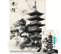Landscape Asian Pagoda 1000 Piece Puzzle For Adults Mental Sharp Serene Game Home Activity Santa Surprise (50x75cm)