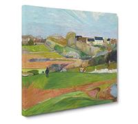 Landscape At Le Pouldu by Paul gauguin Canvas Print | Gallery Wrapped 30mm Frame Wall Art | 14x14 inches | Ready to Hang | Impressionist Landscape Picture | Living Room Bedroom Lounge Office