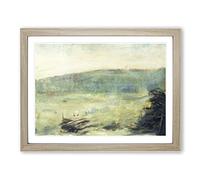 Landscape At Saint Ouen By Georges Seurat Classic Painting Framed Print | A4 Oak Framed Wall Art | Ready to Hang | Classic Historical Picture | Living Room Bedroom Lounge Office
