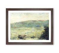 Landscape At Saint Ouen By Georges Seurat Classic Painting Framed Print | A4 Walnut Framed Wall Art | Ready to Hang | Classic Historical Picture | Living Room Bedroom Lounge Office