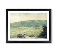 Landscape at Saint-Ouen by Georges Seurat Framed Print | A2 Black Framed Wall Art | Ready to Hang | Modern Nature Picture | Living Room Bedroom Lounge Office