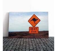 Landscape Australia Kangaroo Sign Canvas Print | Gallery Wrapped 30mm Frame Wall Art | 20x14 inches | Ready to Hang | Modern Animals Picture | Living Room Bedroom Lounge Office