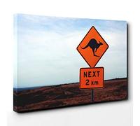 Landscape Australia Kangaroo Sign Canvas Print | Gallery Wrapped 30mm Frame Wall Art | 30x20 inches | Ready to Hang | Modern Animals Picture | Living Room Bedroom Lounge Office