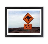 Landscape Australia Kangaroo Sign Modern Framed Print | A4 Black Framed Wall Art | Ready to Hang | Modern Nature Picture | Living Room Bedroom Lounge Office