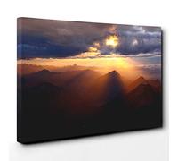 Landscape Bavaria Mountains Zugspitze Canvas Print | Gallery Wrapped 30mm Frame Wall Art | 30x20 inches | Ready to Hang | Modern Landscape Picture | Living Room Bedroom Lounge Office