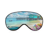 Landscape Beach Sail Boat Sleep Mask Soft Eye Mask Eye Cover Eyeshade Blindfold with Adjustable Strap