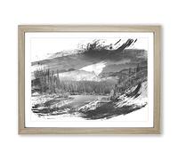 Landscape Beautiful Mountain Scene V1 Modern Framed Wall Art Print, Ready to Hang Picture for Living Room Bedroom Home Office Décor, Oak A2 (64 x 46 cm)