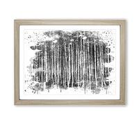 Landscape Birch Tree Forest Vol.3 V4 Modern Framed Wall Art Print, Ready to Hang Picture for Living Room Bedroom Home Office Décor, Oak A3 (46 x 34 cm)