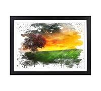 Landscape Brazil Sunset and Tree V3 Framed Print | A2 Black Framed Wall Art | Ready to Hang | Modern Floral Picture | Living Room Bedroom Lounge Office
