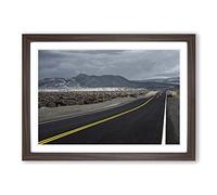 Landscape California Mountain Open Road (2) Framed Print | A2 Walnut Framed Wall Art | Ready to Hang | Modern Landscape Picture | Living Room Bedroom Lounge Office