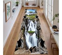 Landscape Carpet Runners, 120x360cm, Natural Plateau Snow Mountain Waterfall Moss Rock Hallway Rug, Soft Fade Resistant Eclectic Home Decor Indoor Rugs for Living Room Dining Room