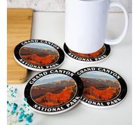 Landscape Ceramic Drink Coasters,Grand Canyon National Park Cork Base Coasters Ceramic Coffee Table Cork Coaster Set,Housewarming And Kitchen Gift, 4PCS