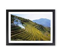 Landscape China Rice Terraces Framed Print | A2 Oak Framed Wall Art | Ready to Hang | Modern Nature Picture | Living Room Bedroom Lounge Office