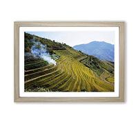 Landscape China Rice Terraces Framed Print | A2 Oak Framed Wall Art | Ready to Hang | Modern Nature Picture | Living Room Bedroom Lounge Office