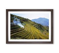 Landscape China Rice Terraces Framed Print | A2 Walnut Framed Wall Art | Ready to Hang | Modern Nature Picture | Living Room Bedroom Lounge Office