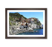 Landscape Cinque Terre Italy (1) Framed Print | A2 Walnut Framed Wall Art | Ready to Hang | Modern Nature Picture | Living Room Bedroom Lounge Office