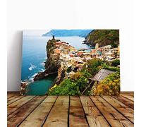 Landscape Cinque Terre Italy (3) Canvas Print | Gallery Wrapped 30mm Frame Wall Art | 20x14 inches | Ready to Hang | Modern Landscape Picture | Living Room Bedroom Lounge Office