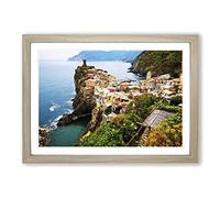 Landscape Cinque Terre Italy (3) Framed Print | A2 Oak Framed Wall Art | Ready to Hang | Modern Nature Picture | Living Room Bedroom Lounge Office