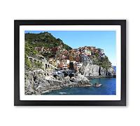 Landscape Cinque Terre Italy No.1 Modern Framed Print | A4 Black Framed Wall Art | Ready to Hang | Modern Nature Picture | Living Room Bedroom Lounge Office