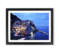 Landscape Cinque Terre Italy No.2 Modern Framed Wall Art Print, Ready to Hang Picture for Living Room Bedroom Home Office Décor, Black A4 (34 x 25 cm)
