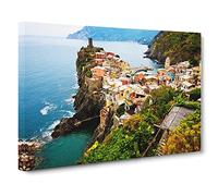 Landscape Cinque Terre Italy No.3 Canvas Print | Gallery Wrapped 30mm Frame Wall Art | 20x14 inches | Ready to Hang | Modern Landscape Picture | Living Room Bedroom Lounge Office