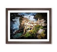 Landscape Cinque Terre Italy No.3 Modern CB Framed Print | A2 Walnut Framed Wall Art | Ready to Hang | Modern Nature Picture | Living Room Bedroom Lounge Office