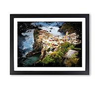 Landscape Cinque Terre Italy No.3 Modern CB Framed Print | A4 Black Framed Wall Art | Ready to Hang | Modern Nature Picture | Living Room Bedroom Lounge Office