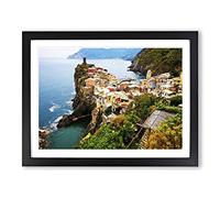 Landscape Cinque Terre Italy No.3 Modern Framed Print | A4 Black Framed Wall Art | Ready to Hang | Modern Nature Picture | Living Room Bedroom Lounge Office