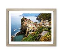 Landscape Cinque Terre Italy No.3 Modern Framed Print | A4 Oak Framed Wall Art | Ready to Hang | Modern Nature Picture | Living Room Bedroom Lounge Office