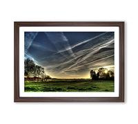 Landscape Cloudy Dawn Framed Print | A2 Walnut Framed Wall Art | Ready to Hang | Modern Nature Picture | Living Room Bedroom Lounge Office