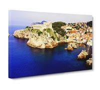 Landscape Coast Dubrovnik Croatia No.1 Canvas Print | Gallery Wrapped 30mm Frame Wall Art | 30x20 inches | Ready to Hang | Modern Seascape Picture | Living Room Bedroom Lounge Office