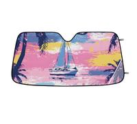 Landscape Coconut Trees Car Windshield Sun Shade,Cars Shade Front Windshield,Blocks UV Ray to Keep Your Vehicle CoolSun Visor Protector for Fits Car Truck SUV (55"x27.5")