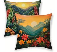 Landscape Cushion Covers 20cm x 20cm Decorative Pillow Cases 2 pack, Waterproof Linen Cushion Covers Mountain Range, Double-Sided Printing Square Throw Pillowcases for Outdoor Sofa Living Room lj-307