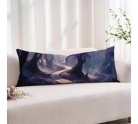 Landscape Cushion Covers, Long Body Pillow Cover 14"x42" Large Super Soft Velvet Tree Sofa Cushions with Invisible Zipper Double-sided Printing Long Pillow Case for Pregnancy and Side Sleepers xz-706
