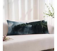 Landscape Cushion Covers, Long Body Pillow Cover 16"x57" Large Super Soft Velvet Fall Sofa Cushions with Invisible Zipper Double-sided Printing Long Pillow Case for Pregnancy and Side Sleepers xz-705