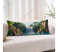 Landscape Cushion Covers, Long Body Pillow Cover 24"x64" Large Super Soft Velvet Fall Sofa Cushions with Invisible Zipper Double-sided Printing Long Pillow Case for Pregnancy and Side Sleepers xz-700