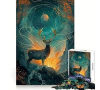 Landscape Deer Animal 1000-piece Puzzle for Adults Cognitive Train Tight Connection Pattern Build Wall Art (38x26cm)