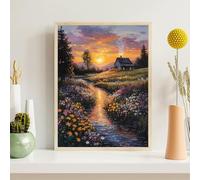 Landscape Diamond Art 5D Sunset Diamond Painting for Adults Full Round Drill, Crystal Rhinestone Embroidery Kit, DIY Paint by Numbers Cross Stitch Gem Art, Home Wall Decor Gifts 70x90cm(28x36"),z@225