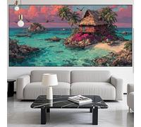 Landscape Diamond Art Aegean Sea Diamond Painting Arts and Crafts for Adults,5D Diamont Painting Kits Adults Crysta Cross Stitch Crafts Pictures,DIY Embroidery Kit Beginner,Home Decor 32x80in LK-593