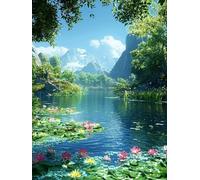 Landscape Diamond Art Beautiful, Diamond Art Kits Adults, Crafts for Adults, DIY Full Drill Sequin Gem Embroidery Cross Stitch Mosaic Kits, Hobbies for Leisure Time, Home Wall Decortion 12x16in Q-432