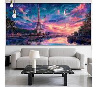 Landscape Diamond Art Eiffel Tower Diamond Painting Arts and Crafts for Adults,5D Diamont Painting Kits Adults Crysta Cross Stitch Crafts Pictures,DIY Embroidery Kit Beginner,Home Decor 28x72in LK-401