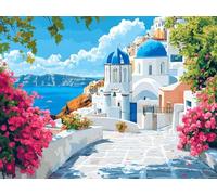 Landscape Diamond Art Kits Adults, 5D Diamond Painting Aegean Sea Pattern, DIY Full Drill Gem Crystal Arts and Cafts for Adults, Rhinestone Embroidery Kit for Home Decor 18x24 Inch -hcw2509C5BG2