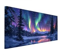 Landscape Diamond Art Kits Adults, 5D Diamond Painting Aurora 2025 Design New, Square Full Drill Crystal Art Kit, DIY Cross Stitch Crafts Embroidery Pictures for Home Wall Room Decor 110x50cm A-24
