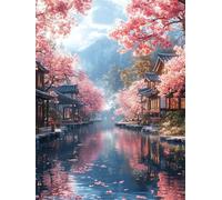 Landscape Diamond Art Kits Adults, 5D Full Drill Diamond Painting Water City 30x40 cm DIY Crystal Art Cross Stitch Embroidery Pictures Crafts Gem Sequin Canvas Paintings for Home Wall Decor H-264