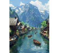 Landscape Diamond Art Kits Adults,5D Landscape Diamond Painting Kit for Beginner, DIY Crystal Art Crafts for Adults, Square Rhinestones Paintings Kits for Decor Gifts for Women 12x16inch -FZ2508170