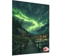 Landscape Diamond Art Kits Adults Diamond Painting Aurora 5D DIY Crystal Art Kits for Kids Beginner, Square Drill Dimond Painting Cross Stitch Gem Crafts for Adults Decor Gifts for Women 60x80cm G-26