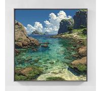 Landscape Diamond Art Kits Adults, Diamond Painting Sea Crystal Art Kits for Adults Beginners Full Round Drill Gem Painitngs Cross Embroidery Kits Beginners Crafts, Gifts for Women 45x45cm ed5-16y